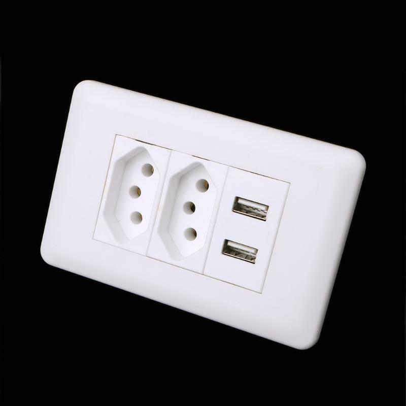 15A WallDouble Standard Power Socket Adapter Dual Ports USB Charger Panel 5V