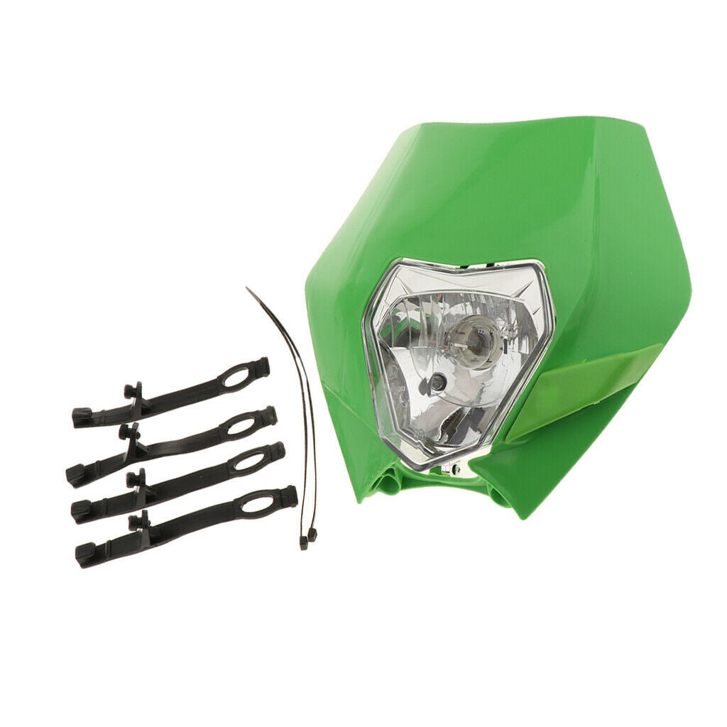 Motorcycle Dual Sport Headlight 12V 35W Head Light for   13-15 Green