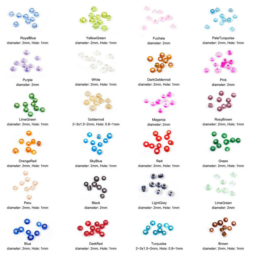 38400Pcs 2mm Glass   Spacer Beads Spacers Jewelry Making 24 Colors Assorted