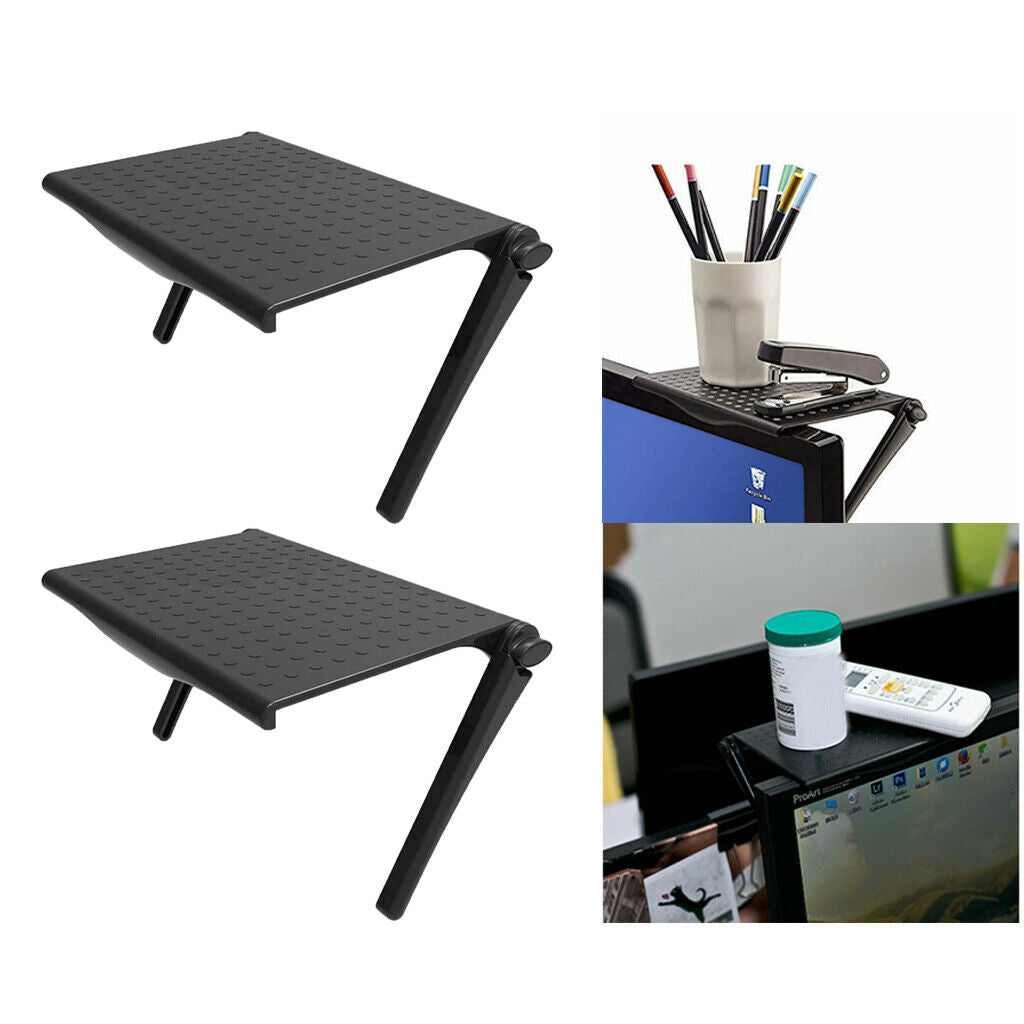 Set of 2 TV Top Shelf Top Adjustable Screen Computer TV Storage Bracket Desk