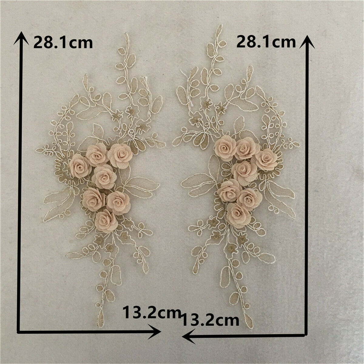 1 Pair Lace Embroidered Floral Neckline Neck Collar Trim Clothes Sewing Applique