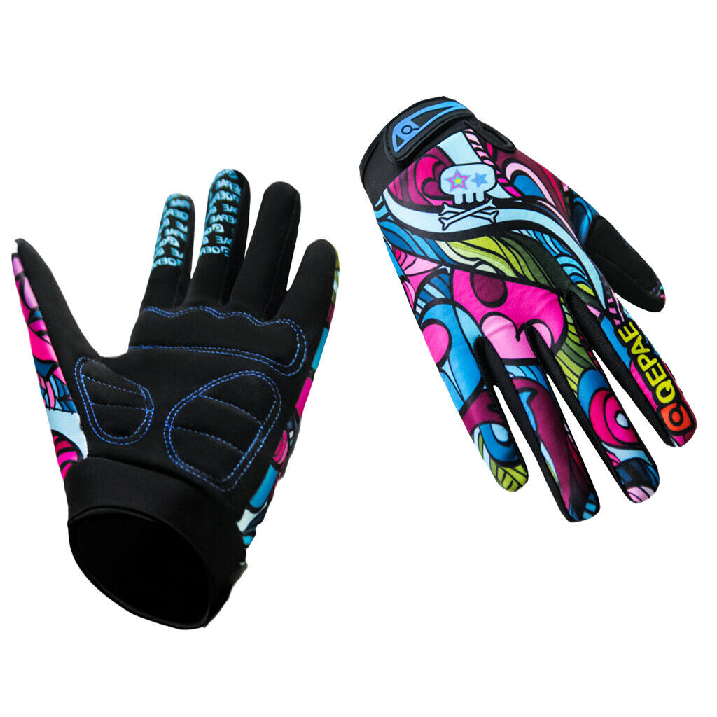 Full Finger Gloves Cycling Gel Pad Anti-Slip and Shock Mitts Gorgeous Color