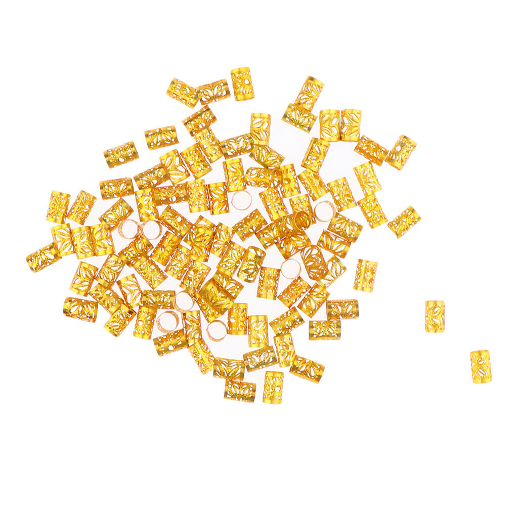 100pcs Aluminum Dreadlock Beads For DIY Hairstyle Braid Ponytail Golden