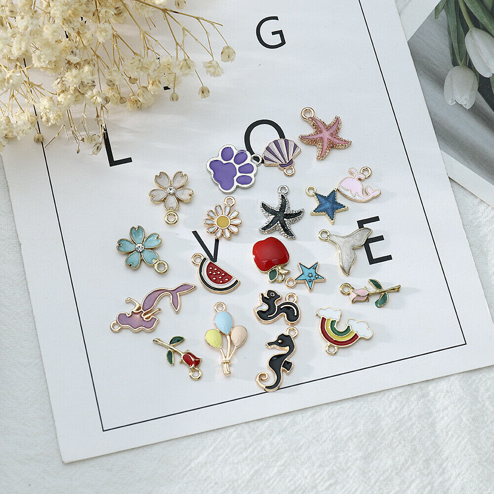 20pcs Alloy Enamel Mixed Random Send Charms Pendants Mixed Color Accessories USA