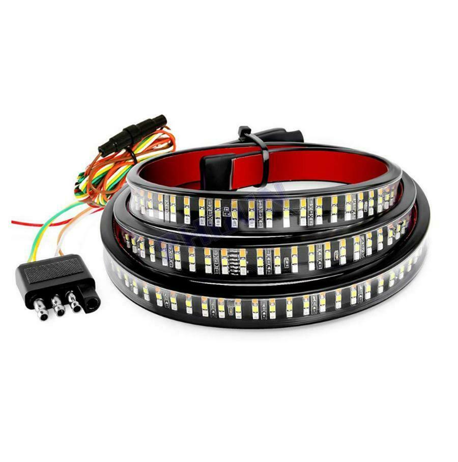 48" Triple Row LED Tailgate Light Bar Flowing Turn Signal Brake For Truck Pickup