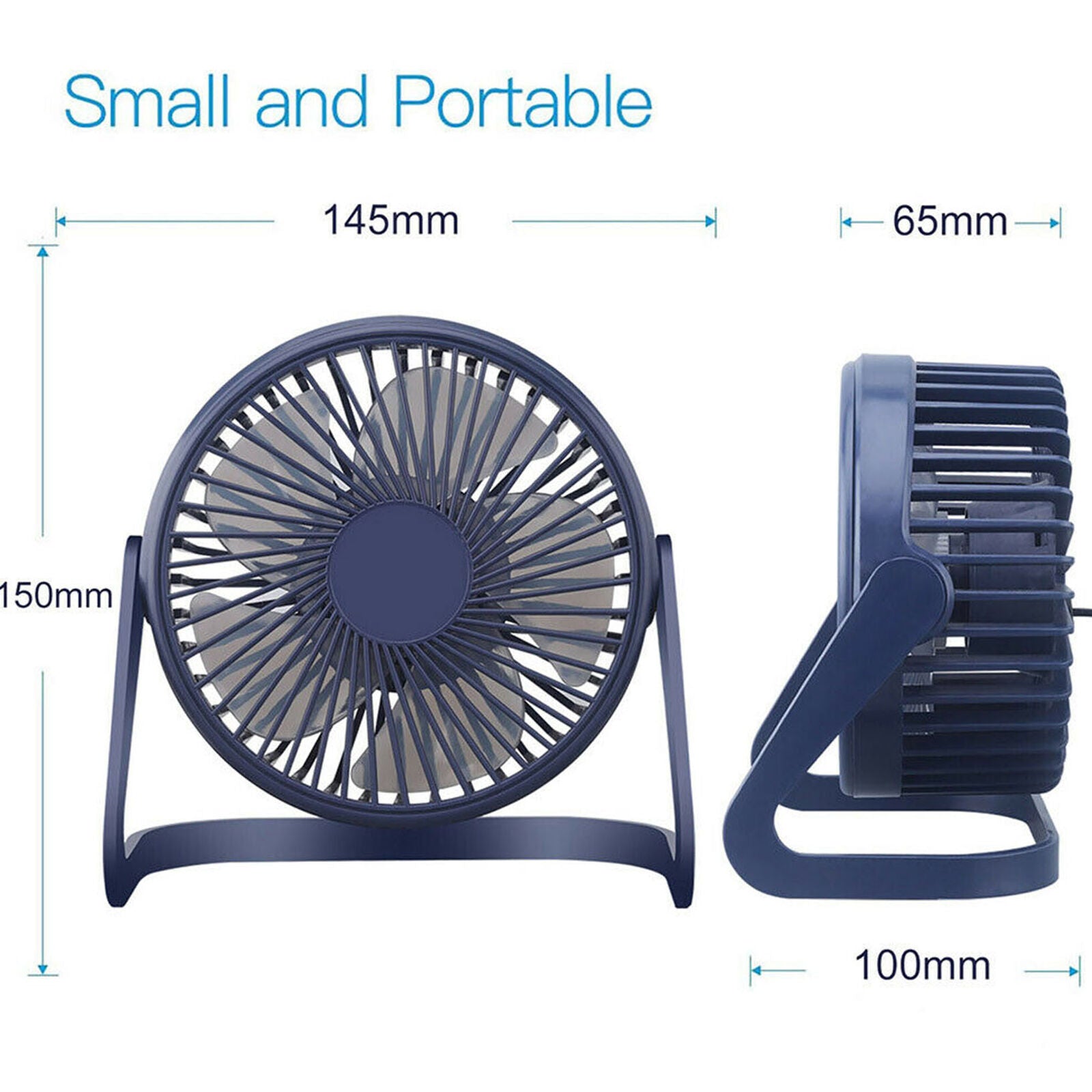 USB Desktop Fan Portable Desk Cooling Fan 2 Speeds Small Quiet Table Fan 5inch