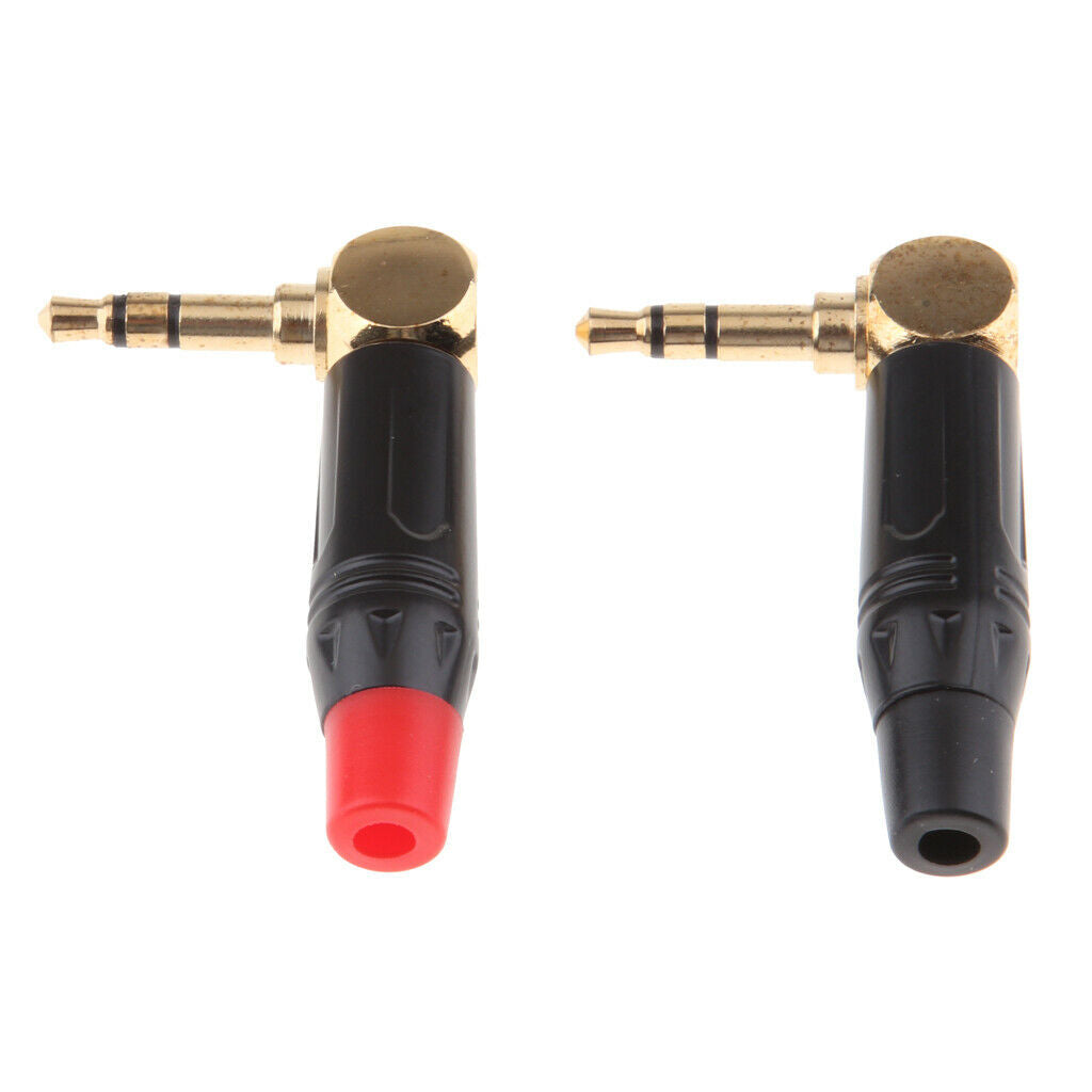 2x 90° 3.5mm 3Pole Male Repair Earphones Audio Solder   Plug Adapter