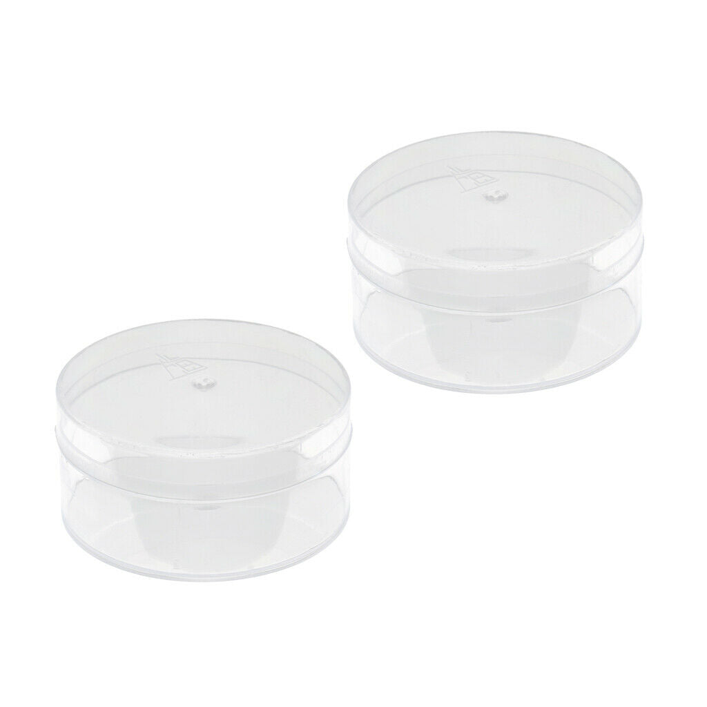 2pcs Round Clear Plastic Box Watch Parts Movement Holder Container 75 x 37mm