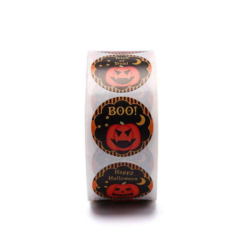 500Pcs/Roll Halloween Pumpkin Decor Labels Seal Stickers DIY Gift Paper S.l8