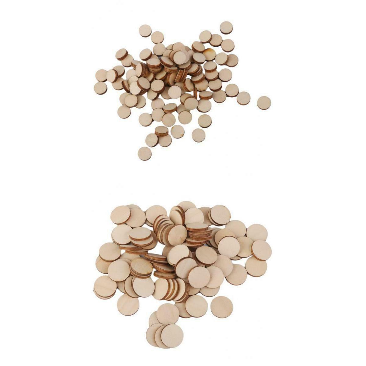 200 Natural Unfinished Round Wood Circle Cutout 10mm 20mm DIY Hobbies Craft