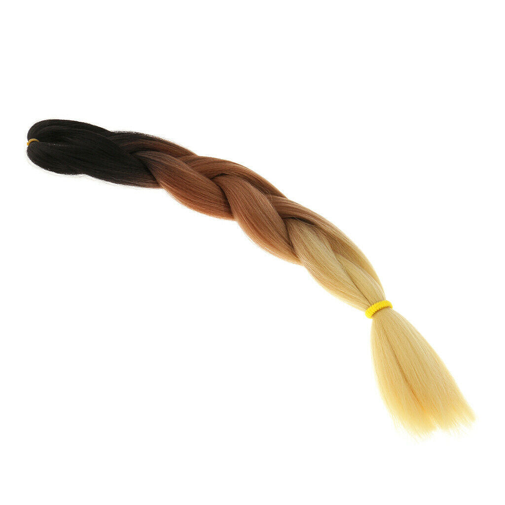 24" Ombre Kanekalon Jumbo Braiding Hair Extensions Black+Coffee+Blonde