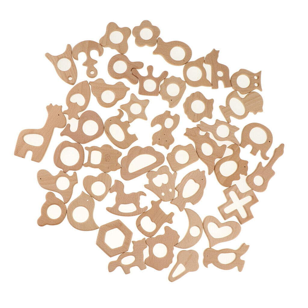 40 Pieces Wooden Teether Children Teething Toys, Baby Care Jewelry -Multiform