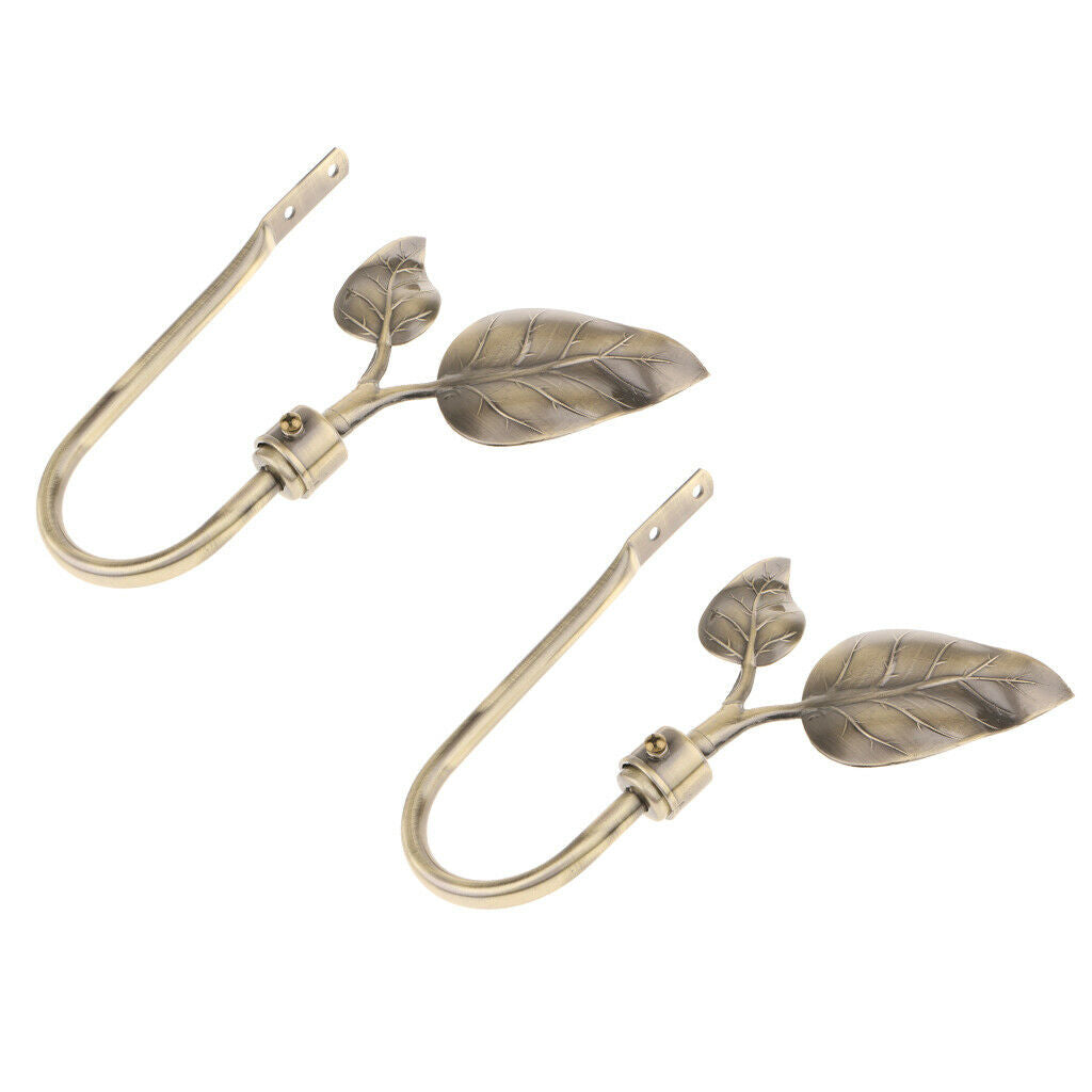 2piece U Shape Metal Leaf Curtain Hook Window Drapery Tieback Hanger  Bronze