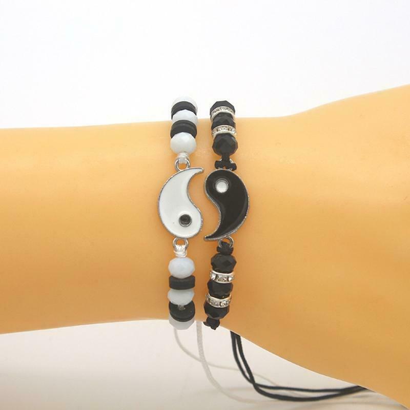 Matching Yin and Yang Bracelet Hand-woven Bracelet Adjustable Rope Bracelet