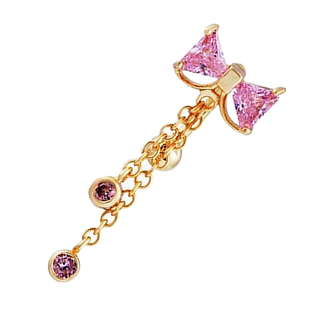 14G Butterfly Charms Belly Button Bar Navel Ring Piercing Jewelry Rose Red