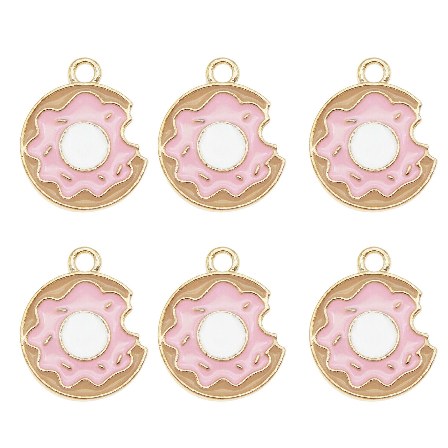 20PCS Enamel Plated Colorful 19x15mm Dessert Donuts Charms Pendant DIY Findings