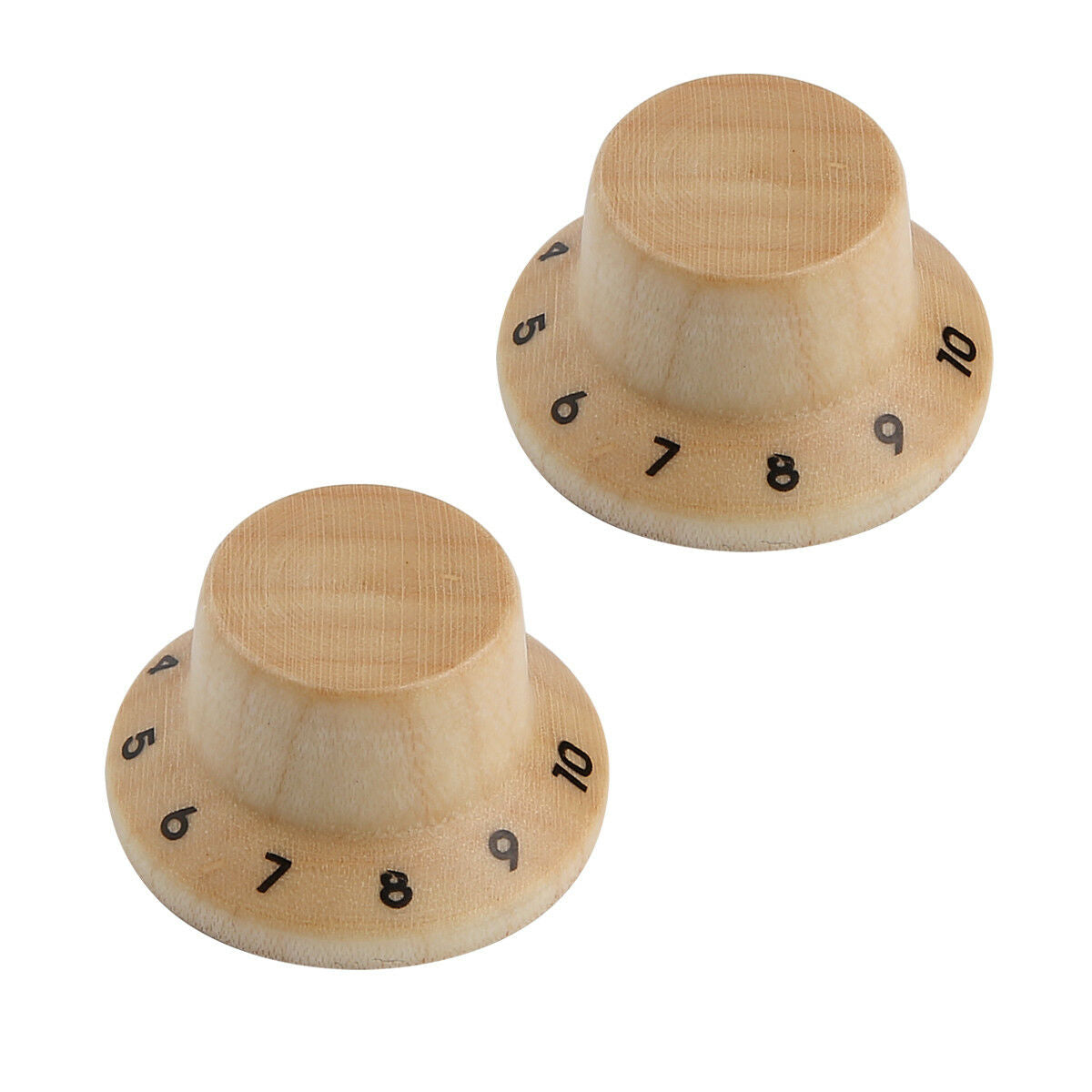 2x Maple Wood Strat Style Bell Knobs Guitar Bass Top Hat Knob 1-10