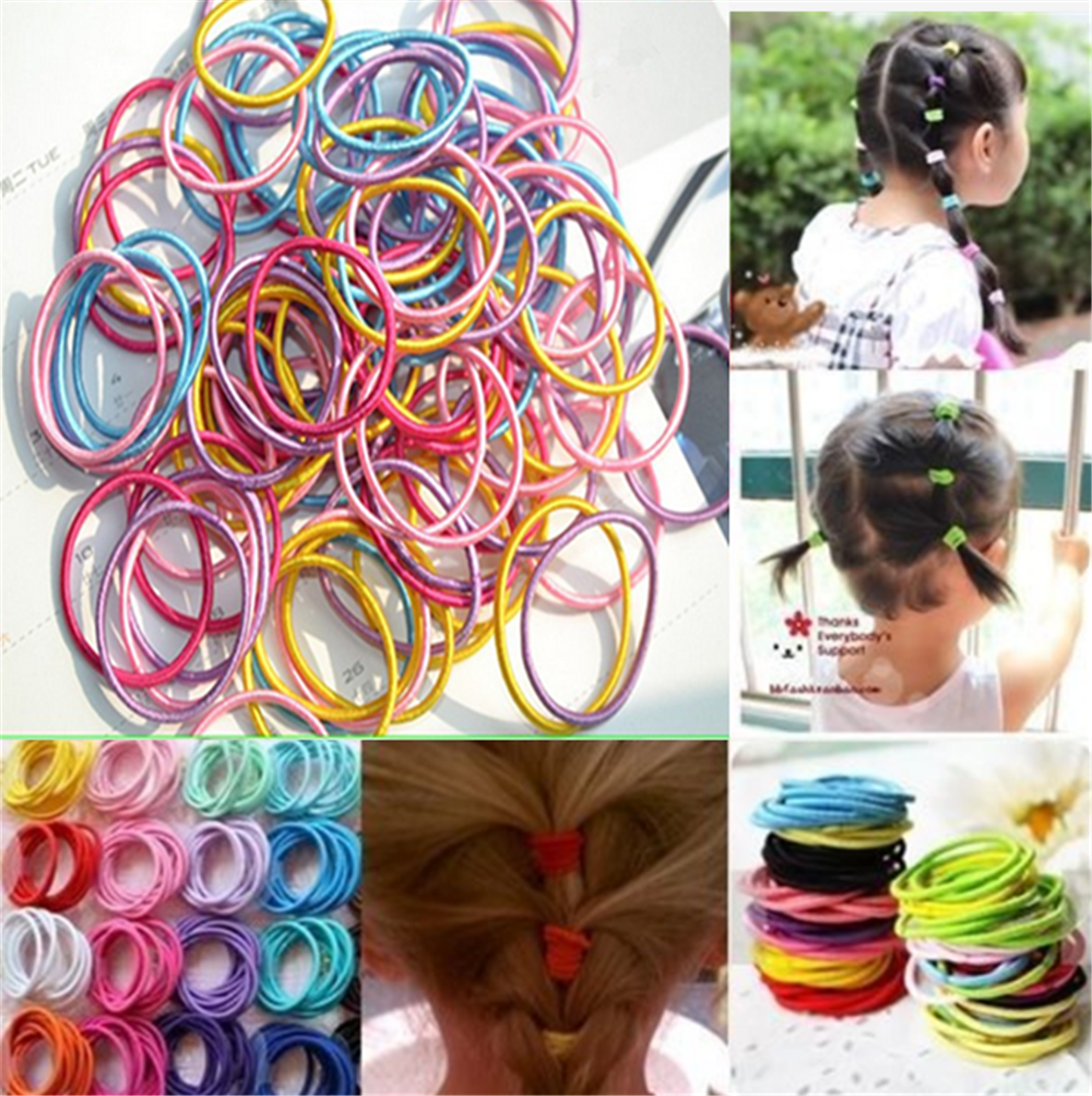 100PCS Lots Cute Girl Elastic Tiny Hair Tie Band Rope Ring Ponytail Wholesale