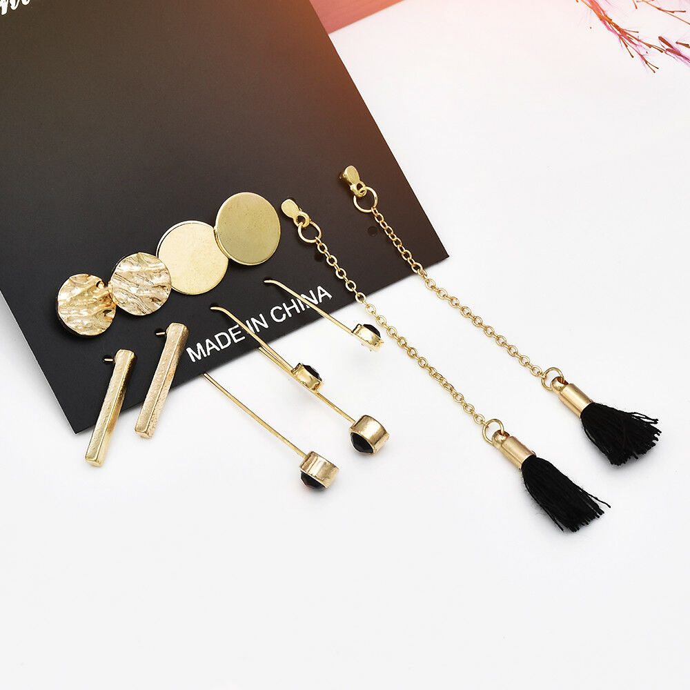 5Pairs/Set Boho Circle Geometry Tassel Earrings Women Stud Ear Earrings Jewelry