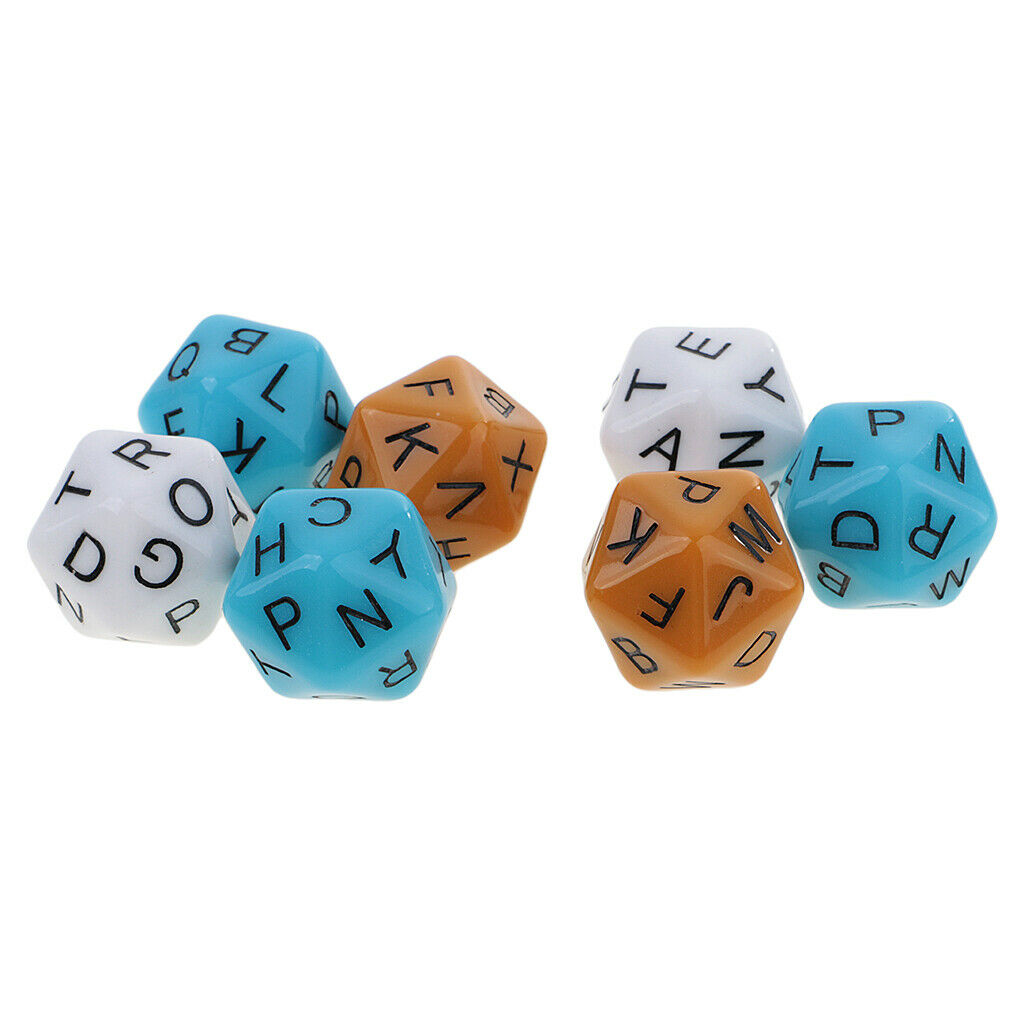 7Pcs Polyhedral Dice D20 English Alphabet Dices for Tabletop RPG DND Game