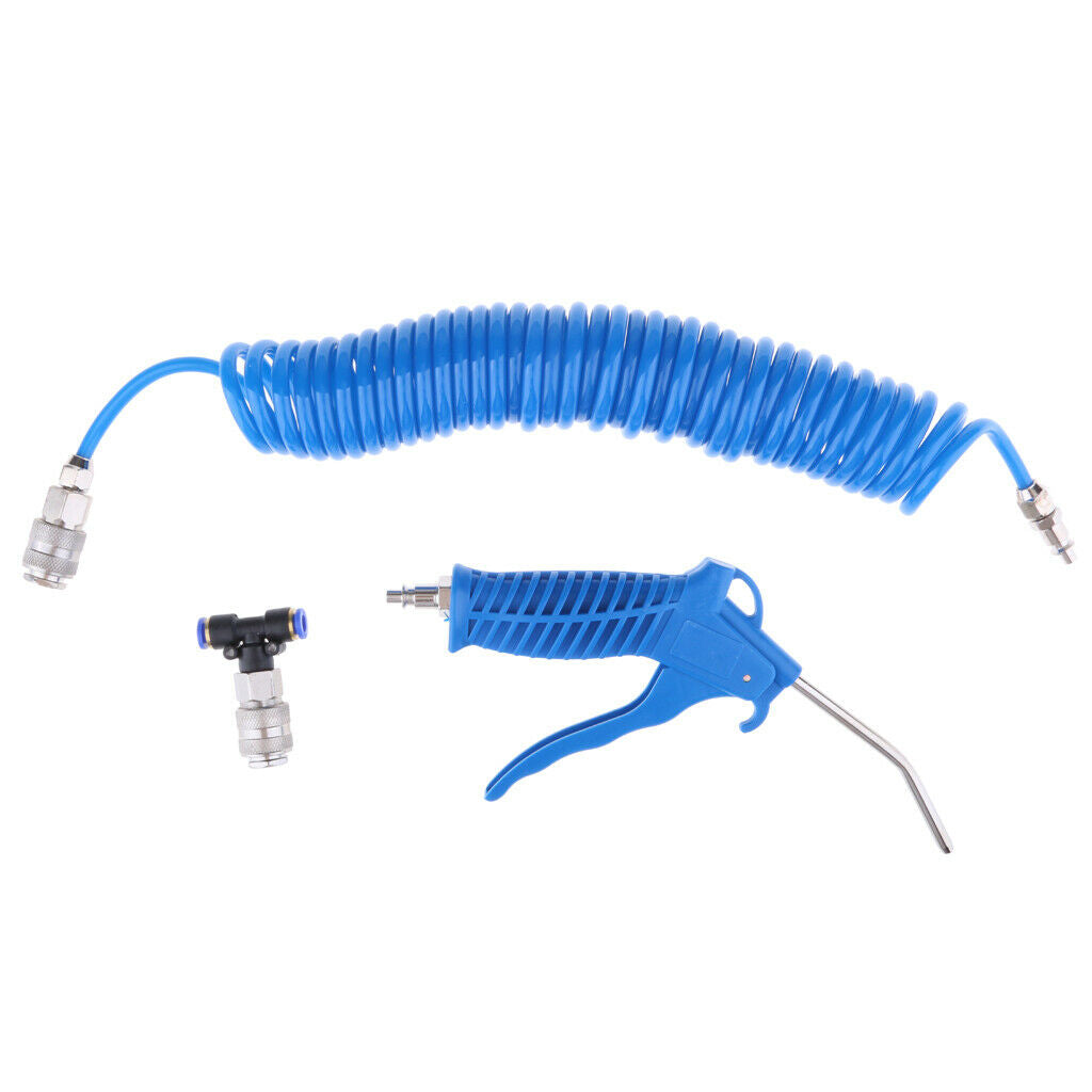 Air Blow Gun Dust Cleaner Kit Hand Tools, 5M Recoil Hose, Steel Nozzle Kit,