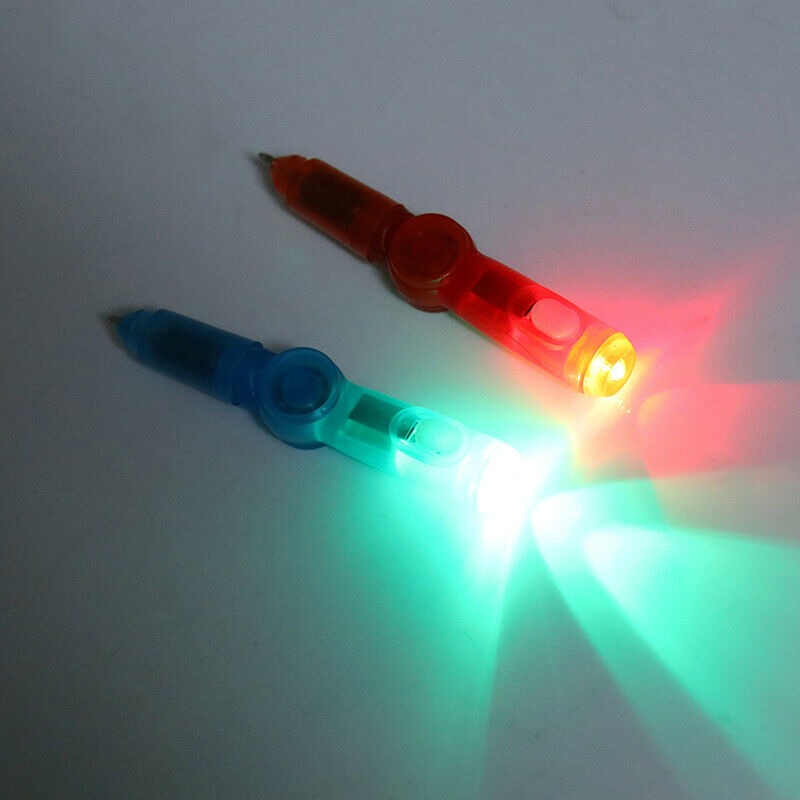 LED Colourful Luminous Spinning Rolling Pen Ball Point Pen Supplies Varied ColWF