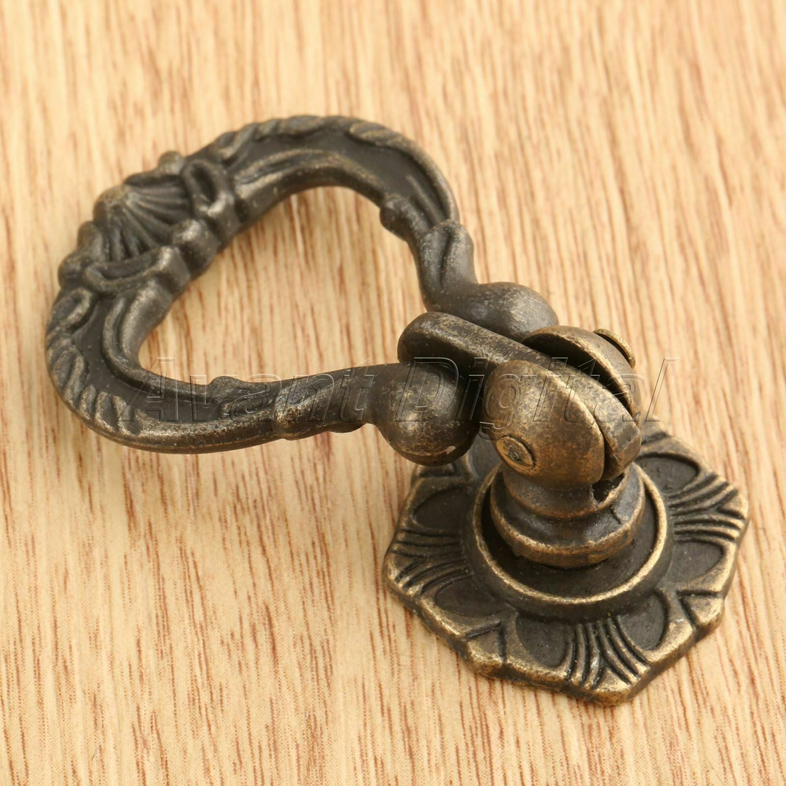 Retro Wood Box Drawer Wardrobe Pull Ring Cabinet Door Pull Knob Handle Hardware