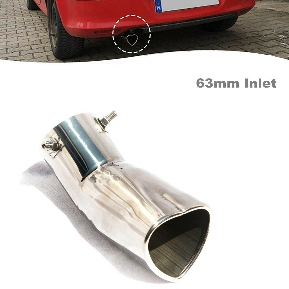 63mm Inlet Universal Exhaust Tip Pipe Car Heart Shape Tail Pipe Stainless Steel