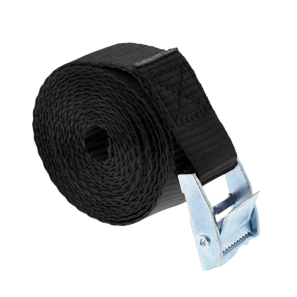 25mm 2.5 Meter Metal Cam Buckle Tie Down Strap Roof Rack Luggage Cargo Black
