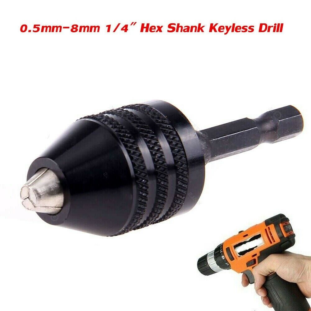 1/4" Keyless Chuck Conversion Hex Shank Adapter Drill Bit Quick Change Driver
