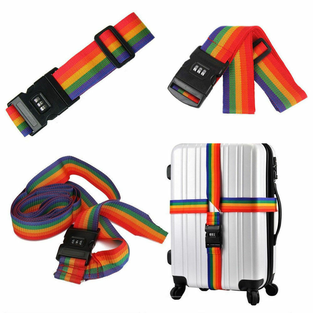 2M Travel Luggage Suitcase Strap Rainbow Baggage Backpack Belt Password L.l8