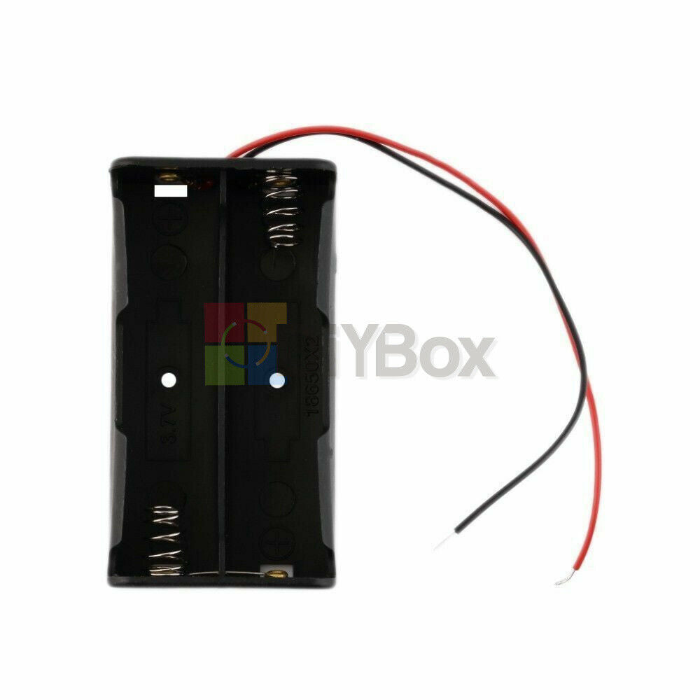 2 x 2 Slot 18650 3.7V Battery storage Holder Case Box plastic With Wire Leads