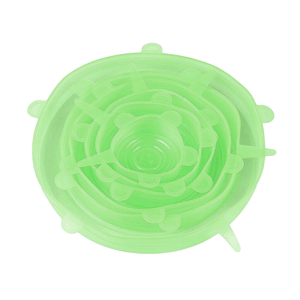 6pcs Kitchen Silicone Stretch Round Seal Lids Pot Bowl Covers Heat Resistant