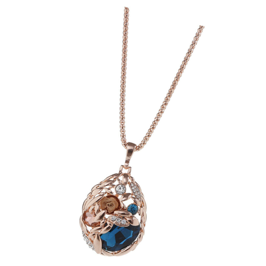 Rhinestone Waterdrop Oval Ball Pendant Necklace Fashion Jewelry Lady Girls