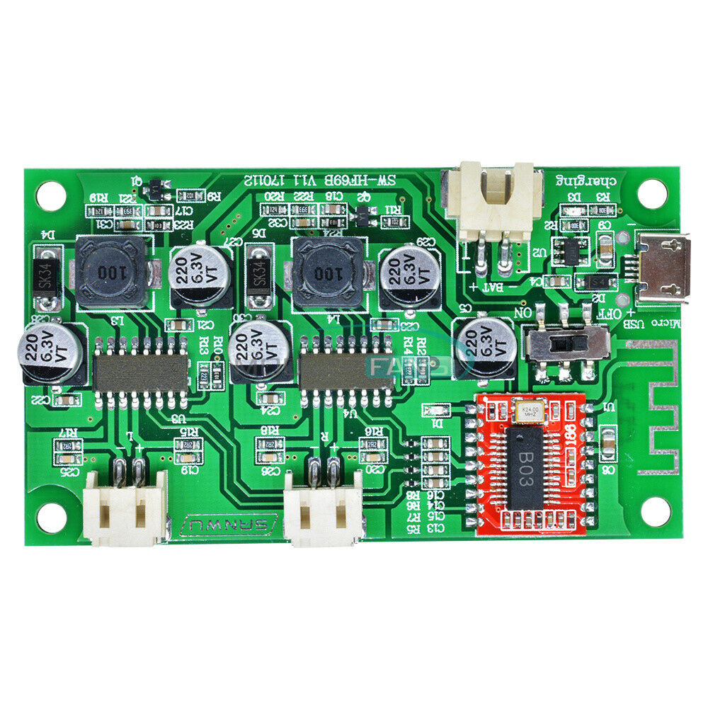5V 6W+6W 2-Channel Stereo Bluetooth Amplifier Board Lithium Battery Powered AMP