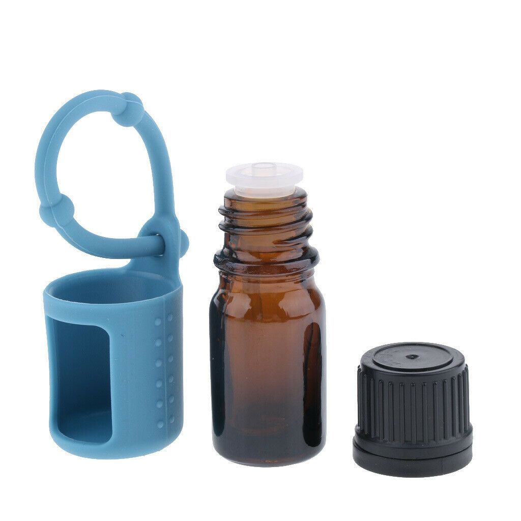 5ml Empty Refillable Essential Oil Bottles Case with Silicone Sleeve Blue