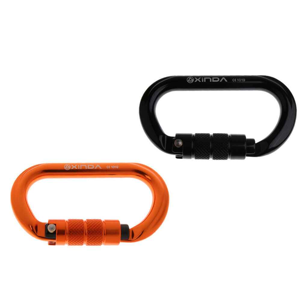 2x Oval Carabiner Climbing Safety Hook Lock D-Shape Buckle Keychain Rings