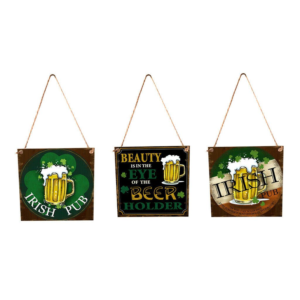 Style Chic Irish Pub Plaque Poster Novelty Hanging Wall Decor 15x15cm Green
