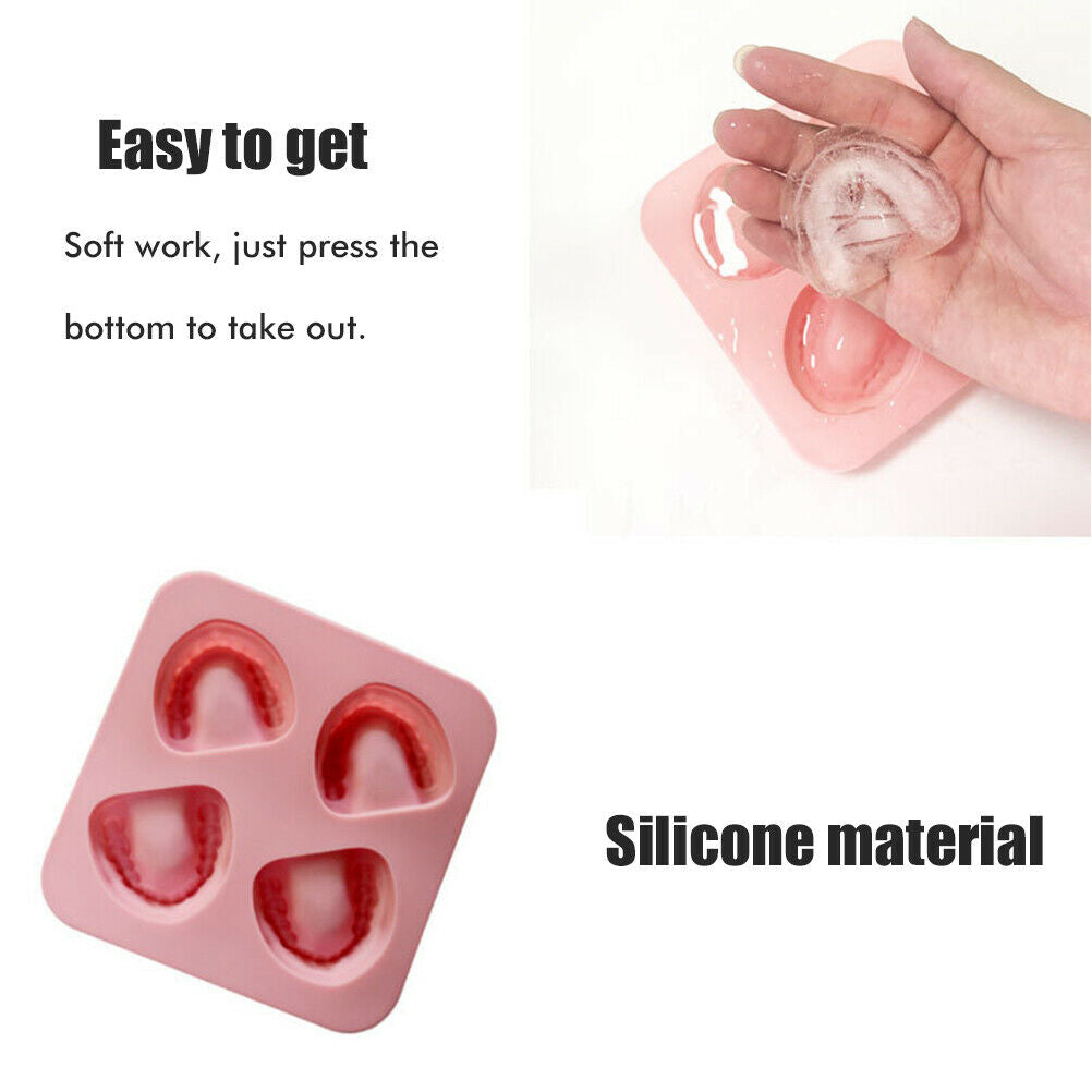 Ice Cube Tray Teeth-Shaped Silicone Ice Mold Denture Ice Trays for Home Party