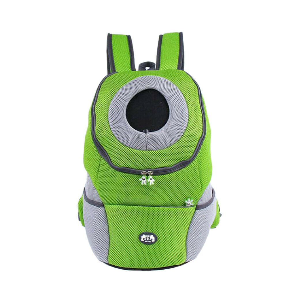 Pet Dog Backpack Carrier Travel Note Bag Front Net Double Shoulder Green