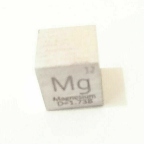 99.99% Pure Magnesium Mg Carved Element Periodic Table 10 mm Cube
