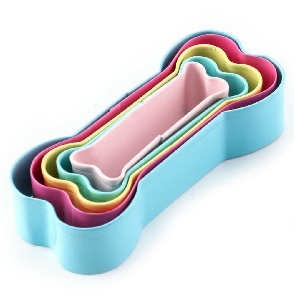 5pcs biscuit stainless steel baking colorful dog bone cutter fondant cook.l8