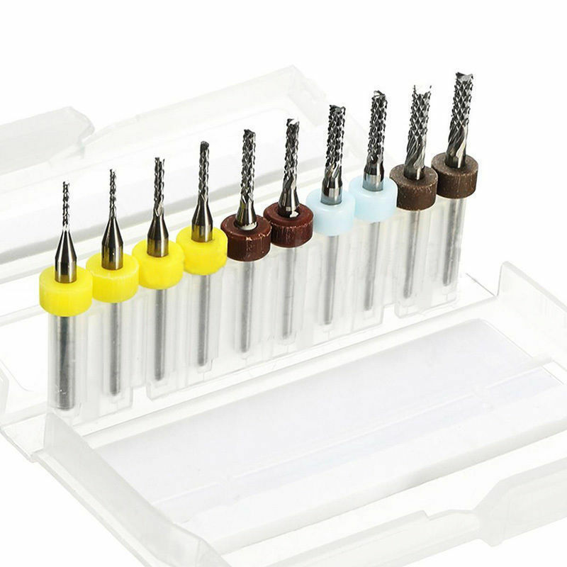 10Pcs 3.175mm PCB Carbure Outils Fin Moulin CNC Couper Pointes Fraisage Coupeurs