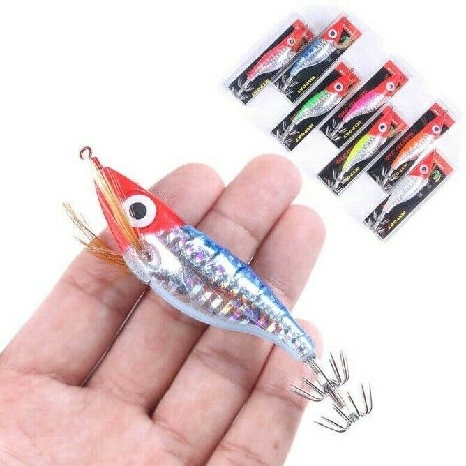 7pcs 10cm/9g Luminous Level Shrimp Fishing Lure Baits Swimbaits Squid Jig Hook s