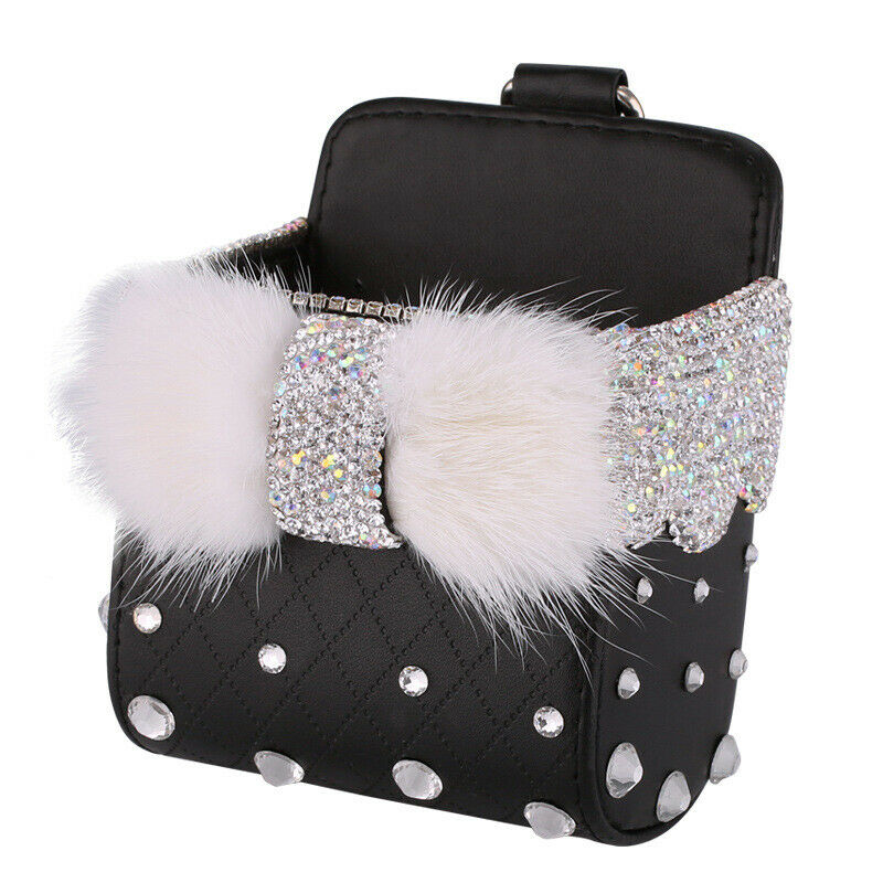 Bling Diamond Car Air Conditioner Outlet Storage Hanging Bag Mobile Phone Holder