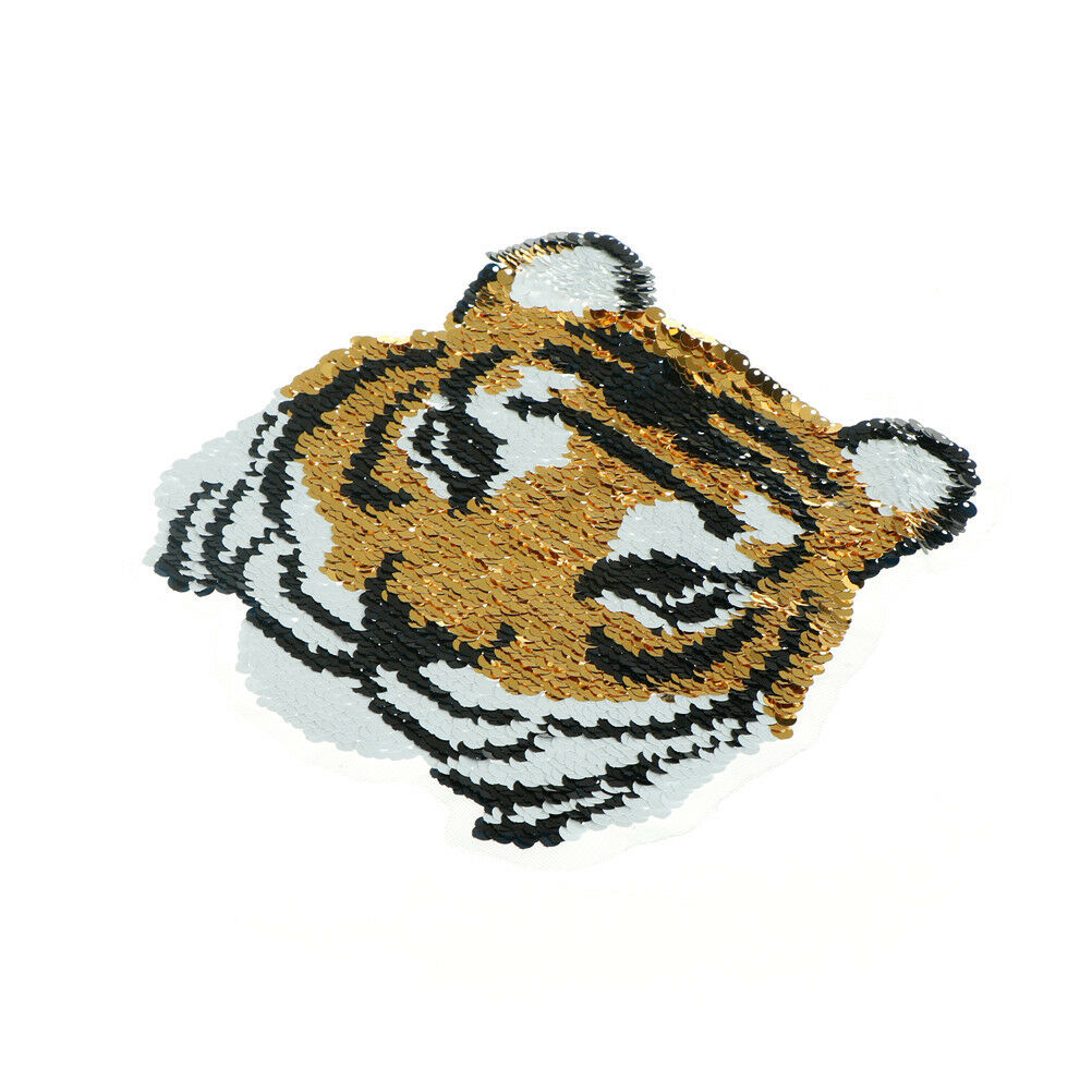tiger change color sequin patch embroidered reversible badge fabric appliquesRDD
