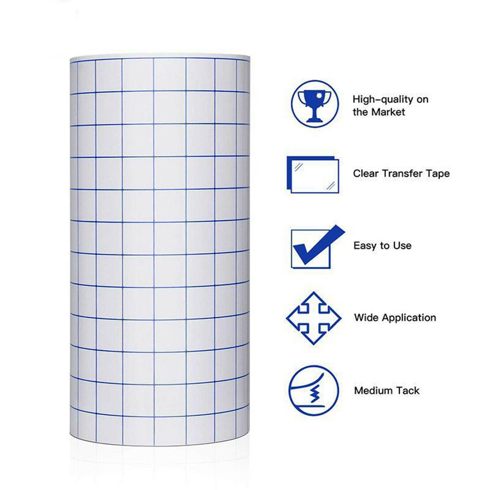 Clear Vinyl Transfer Paper Roll, 12in x 3.3FT w/ Alignment Grid Application Tape