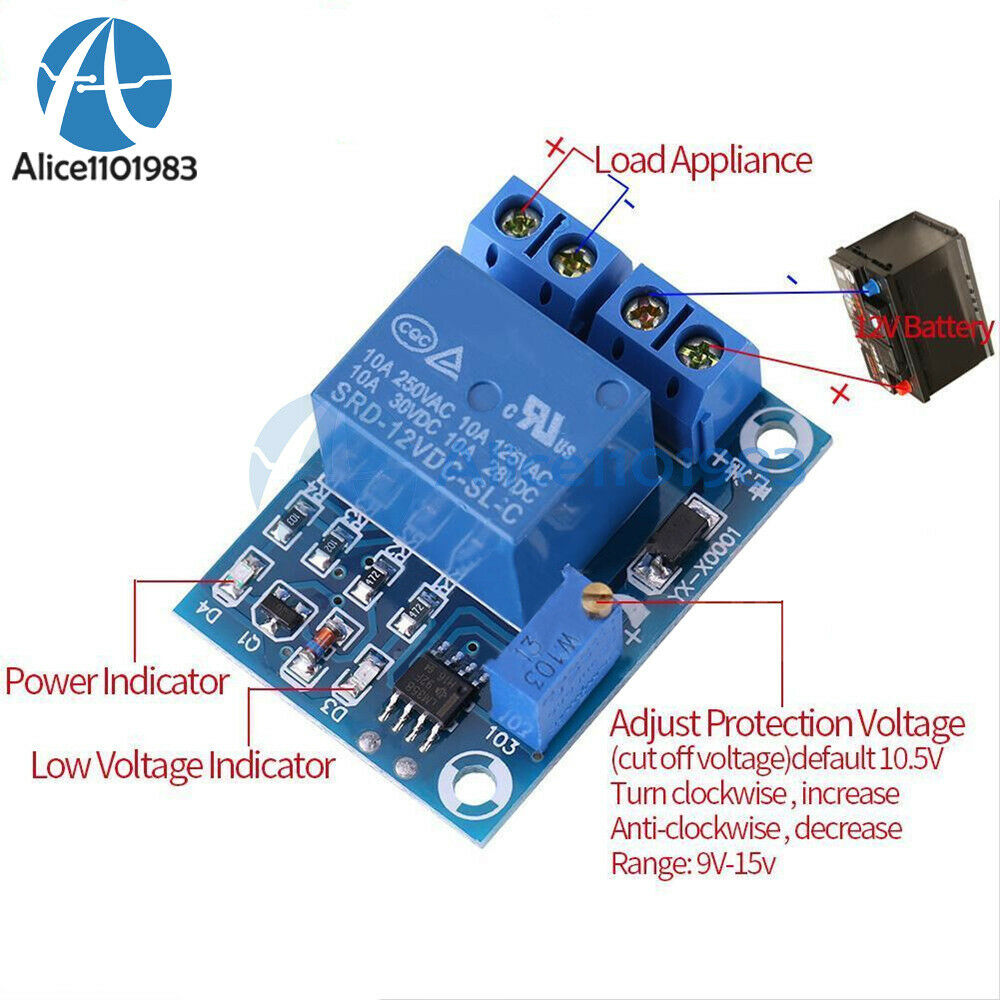 2X 12V Battery Low Voltage Cut off Switch Controller Excessive Protection Module