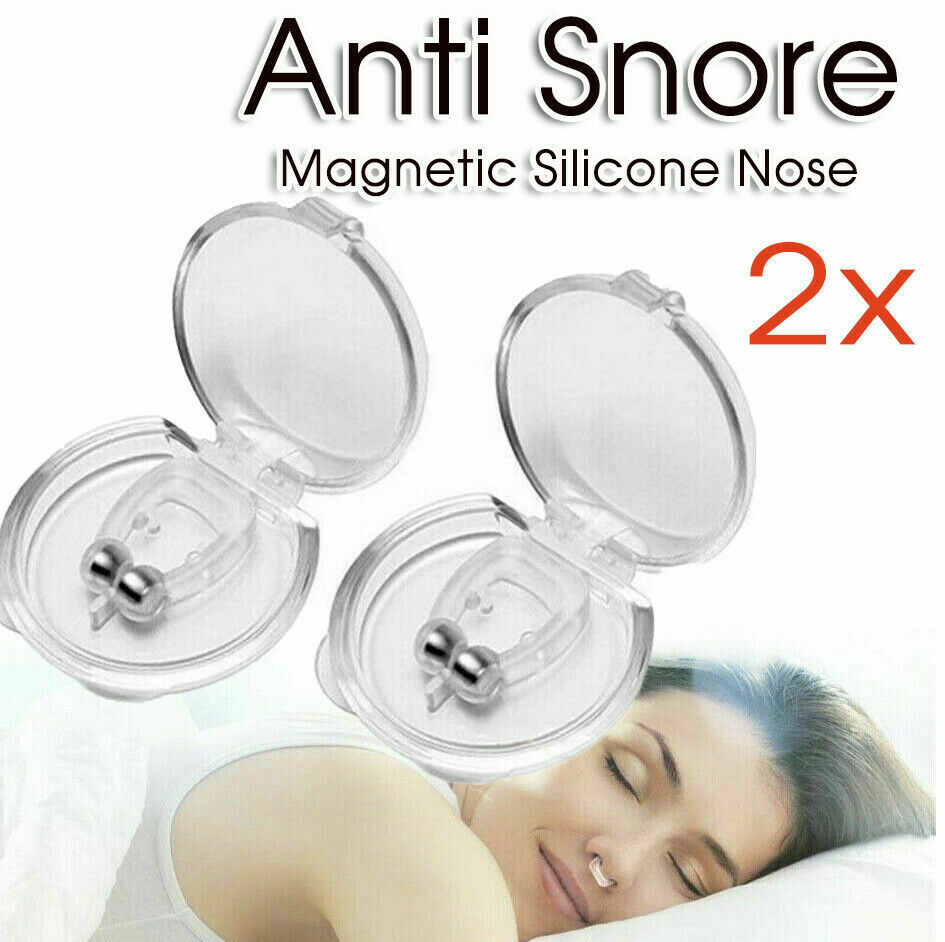 2x Silent Sleep Magnetic Silicon Snore Stopper Device Anti Snoring Nose Clip Aid