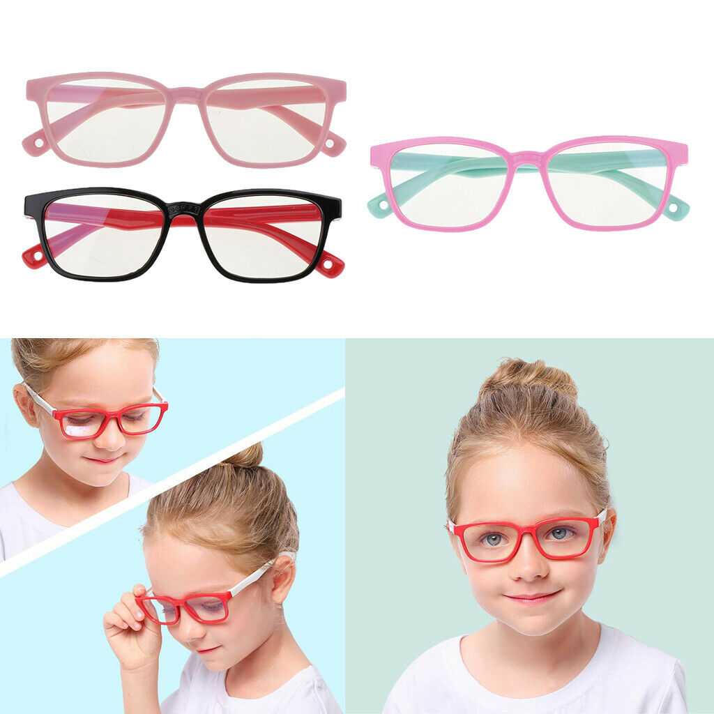 3pcs Kids Stylish Eye Glasses Anti Blue Light Silicone Frame Glasses Goggles